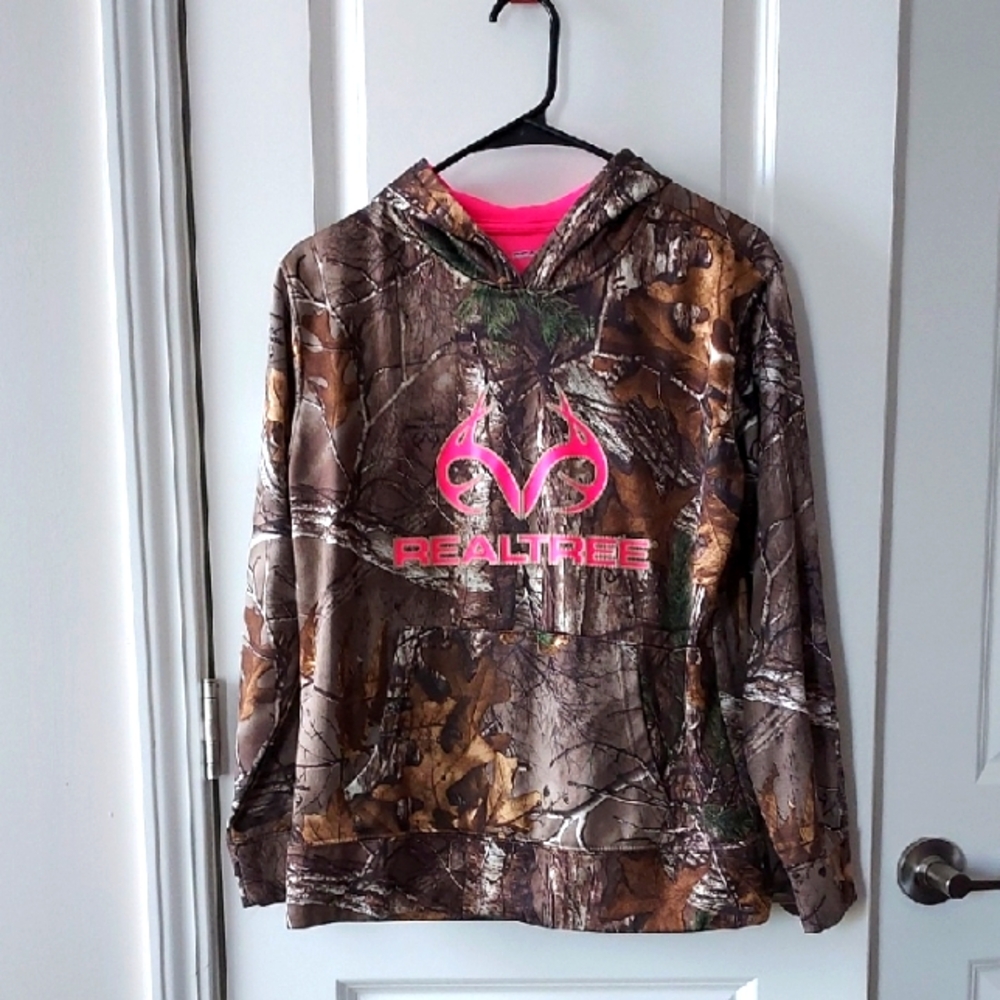 Realtree Kids Brown Camo Hoodie with Pink Accents Small
